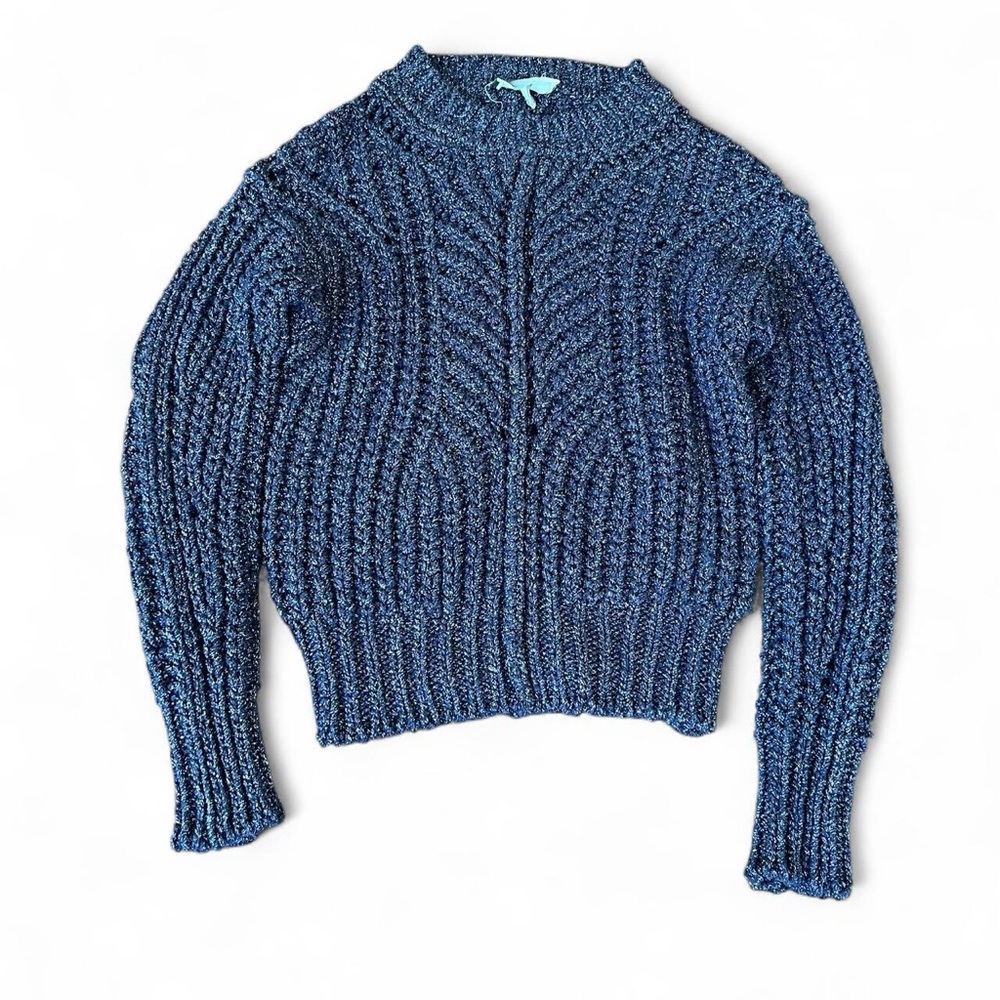 Isabel Marant Maysy Metallic Midnight Blue Sweater Knit Pullover NWOT